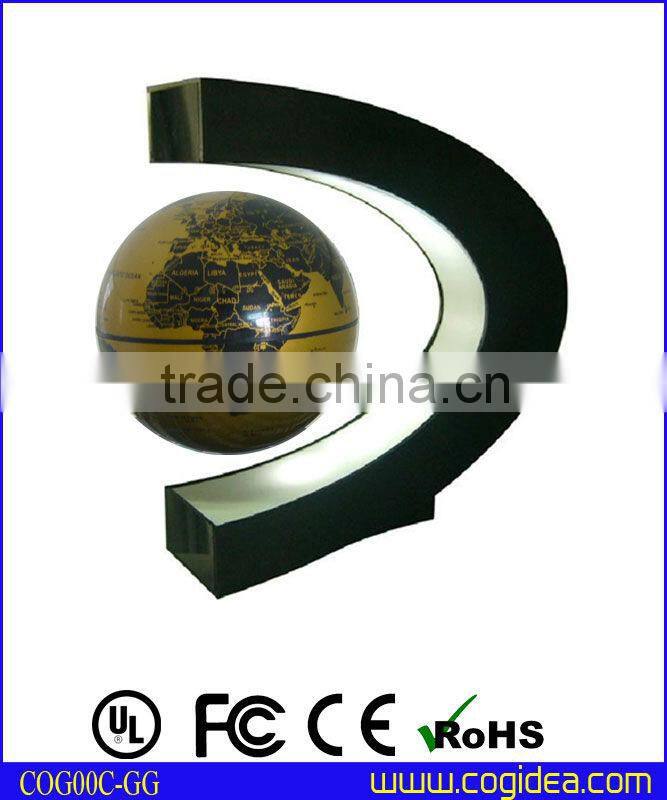 Anti Gravity Floating Globe With Light, C Shaped Magnetic Levitation Globe for Business Gift