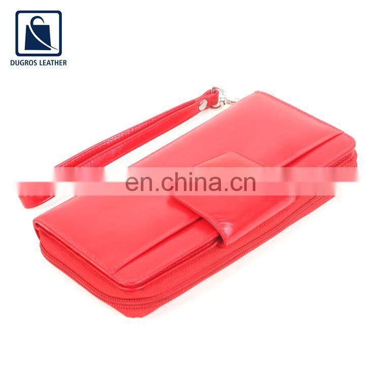 Stylish Look Matching Stitching Magnet Closure Type Genuine Leather Wallet for Women