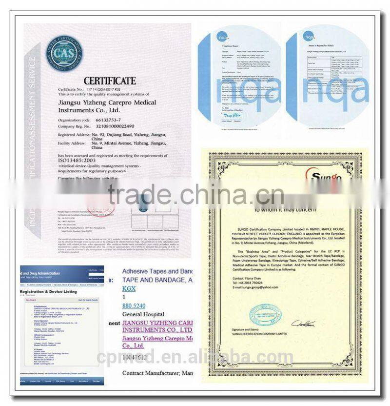 Nonwoven Cohesive / Self Adhesive Elastic Sports Tape with CE / FDA/ ISO