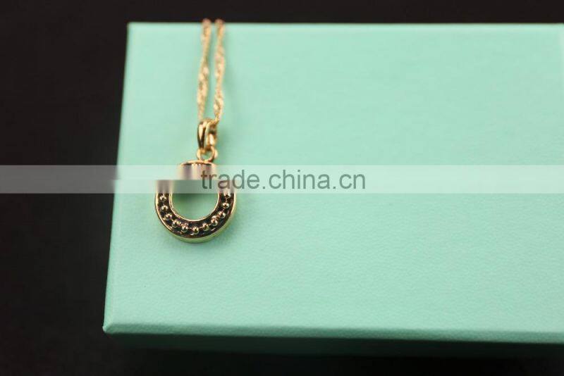 Fashion design simple gold plated wave brass chain ring necklace