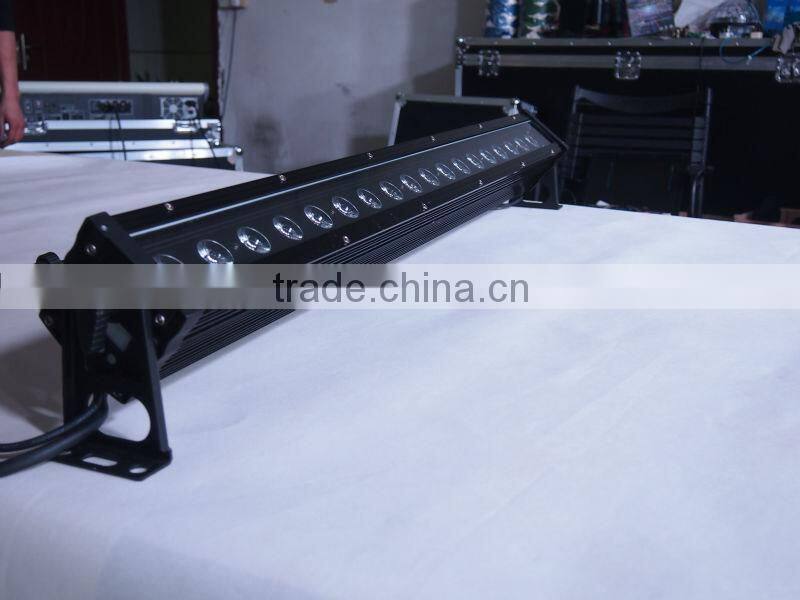 Led waterproof IP65 wash bar 18*12W die-cast aluminium housing RGBWA+UV 6in1 Leds linear dimming DMX512 LCD screen display
