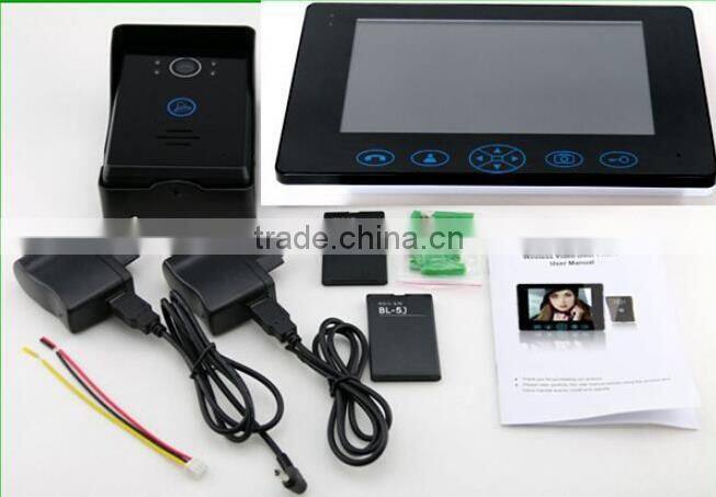 Hot selling 9''color wireless video door bell,alarm video intercom doorbell,wireless unlocking