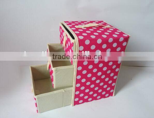 2015 New Year Laundry Small Floding Bamboo Canvas Storage Bins