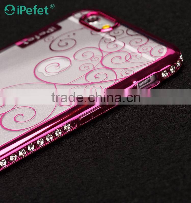 Electroplating Diamond Bumper Clear Crystal TPU Mobile Phone Case Cover For iPhone 6/s