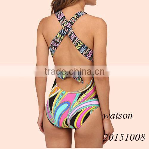 2016 garden paisley print ladies one piece swimwear women swimsuit