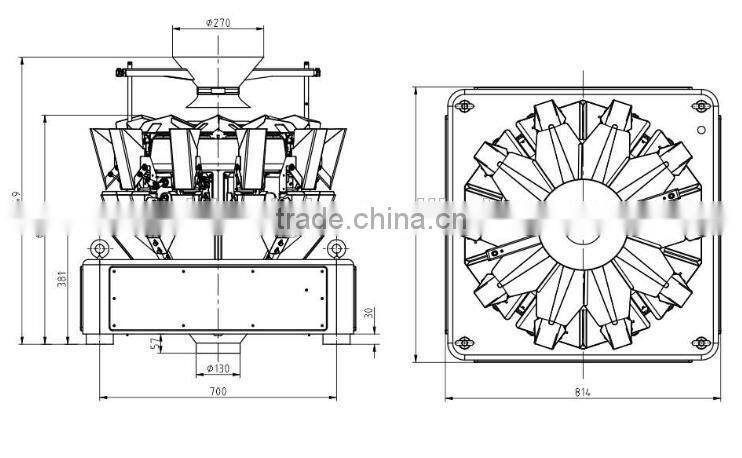 Mini 10 Head Multihead Packaging Scale for Food Industry