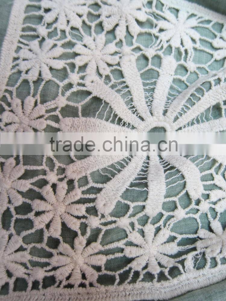 2016 New Large Plain Embroidery Cotton Linen Ladies Fashion Scarves