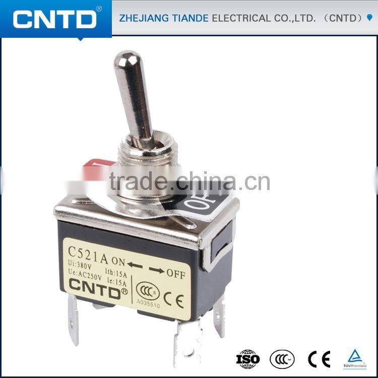 China CNTD Supply 12MM Double Pole Single Throw Toggle Switch C521A ON-OFF
