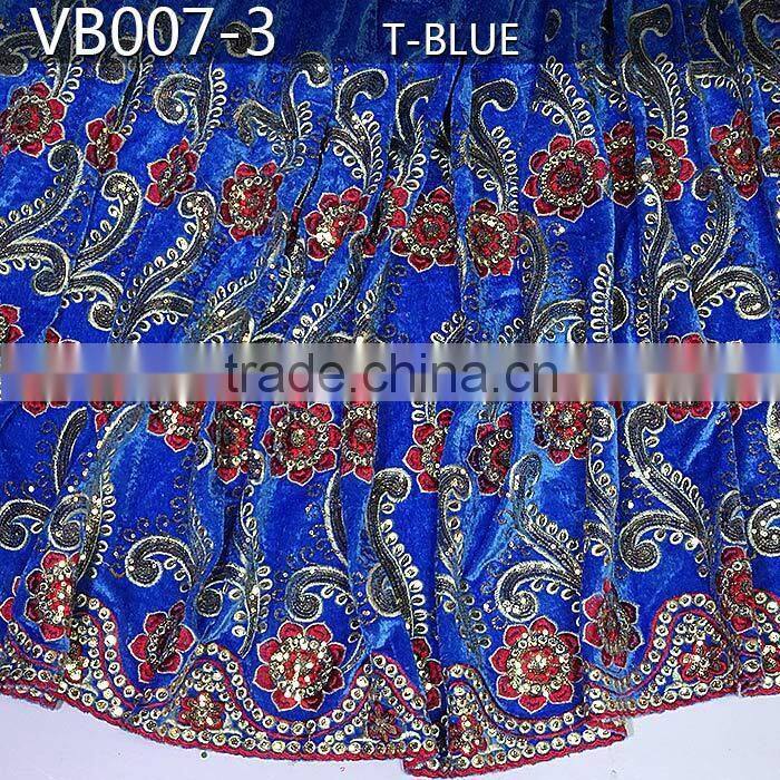 VB007-1 purple wholesale top quality african velvet lace fabric/velvet fabric/Velvet lace fabric