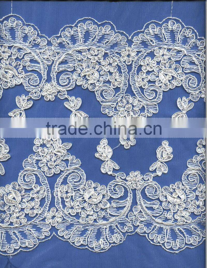 Best bridal veil embroidery lace trim for wedding dress