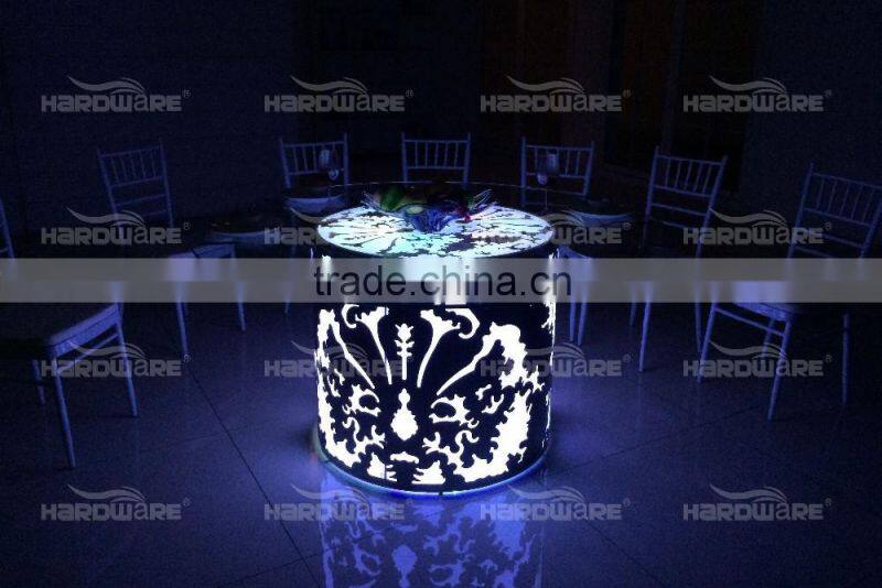 stainless steel and glass half round bar table / used bar tables