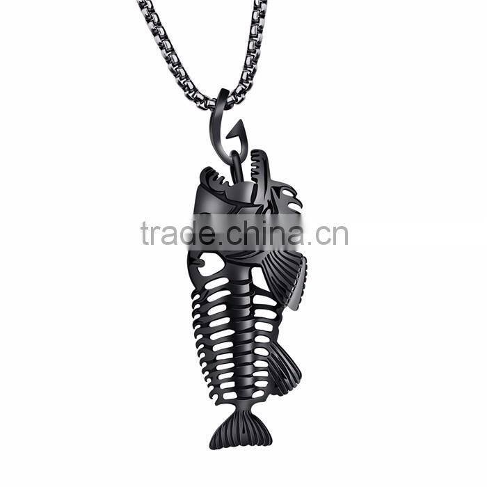 new fashion stainless steel fish bone pendant