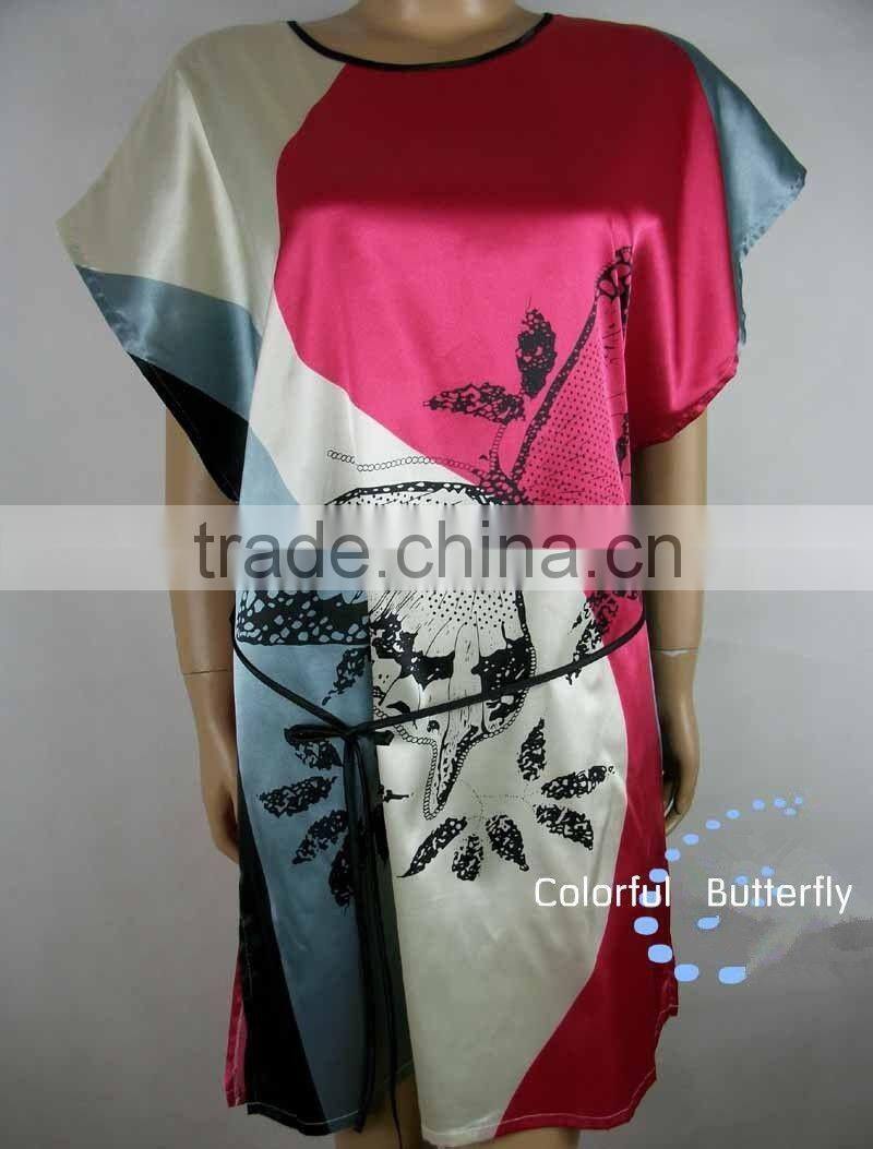 Comfortable And High Quality Satin Sleepwear Nightgown Night dress Robes Chinese painting style
