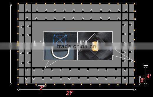 16'x24 18oz Vinyl Heavy Duty Steel Tarp 2 rows of D-rings,16' x 27' Flatbed Tarps,Flatbed Steel Tarps,PVC Flatbed Trailer Tarps