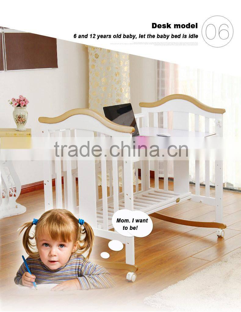Eco-friendly Wood Multifunction Wooden Baby Cribs Pine Wood Baby Bed