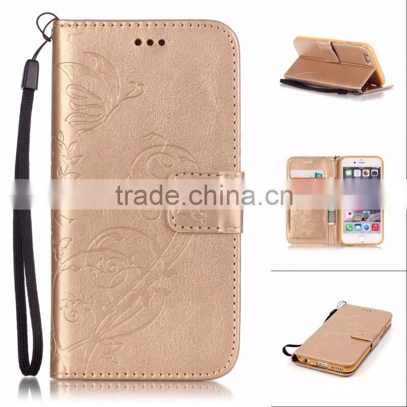 PU wallet leather case with stand with strap with inside TPU phone case for iphone 6s 6s plus