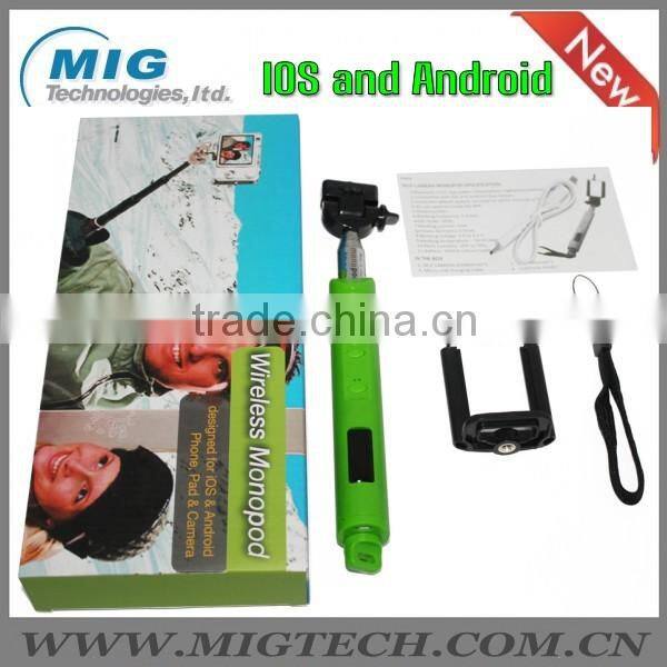 Extendable Handheld Selfie stick for camera & mobile phone, wireless bluetooth monopod for samsung for iphone