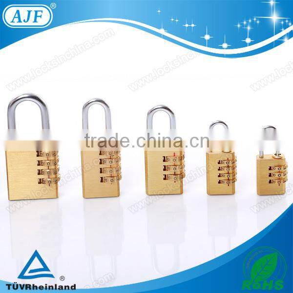 AJF 2015 Hotsale 20mm small metal brass 4 wheel bag number lock