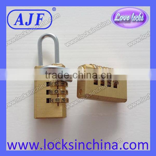 AJF 2015 Hotsale 20mm small metal brass 4 wheel bag number lock
