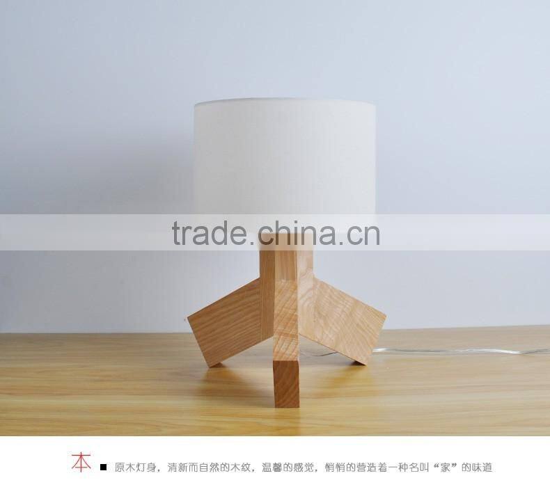 2016 new solid wood table lamp, natural color table lamp fabric shade table lamp