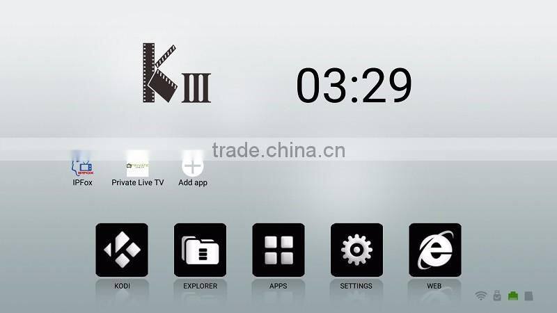 European Cup Smart TV Box Amlogic S905 Quad core KIII tv box top channel live channel streaming free watching through Kodi