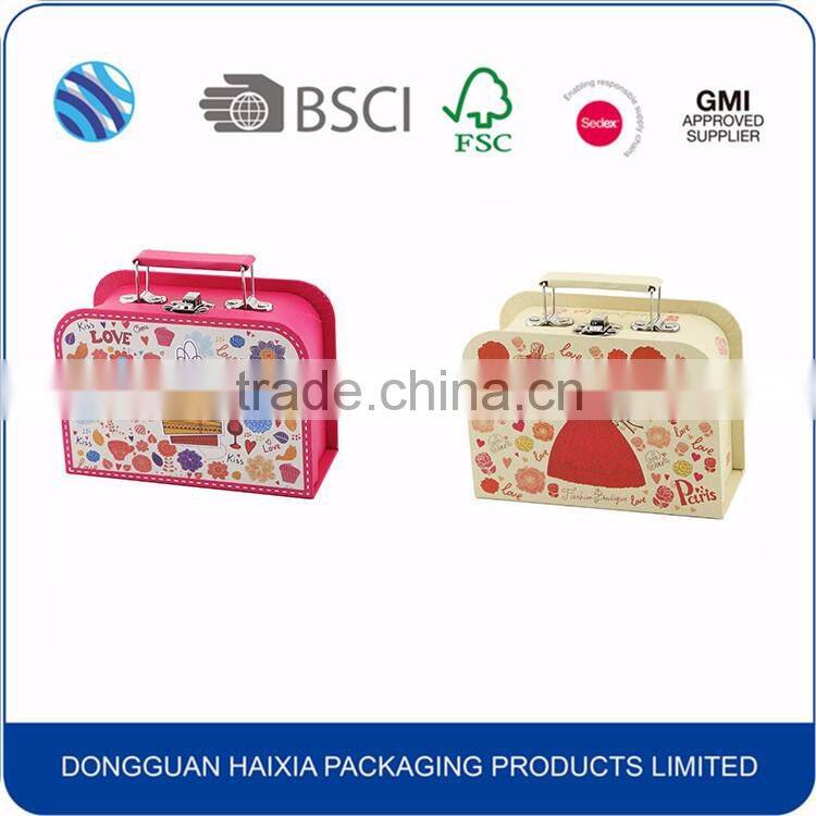 Fancy Custom Printed Cardboard Kids Toy Decorative Suitcase Storage Box