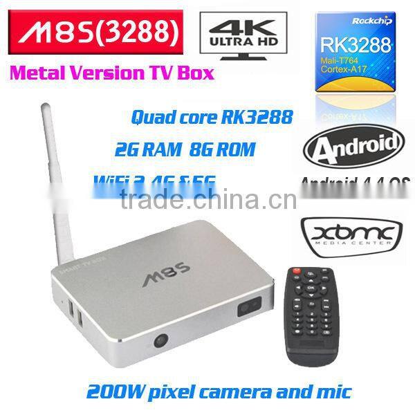 M8S RK3288 Quad core 4.4 full hd 1080p porn video android tv box 2G/16G bluetooth 4.0 and 2.0MP camera with remote control