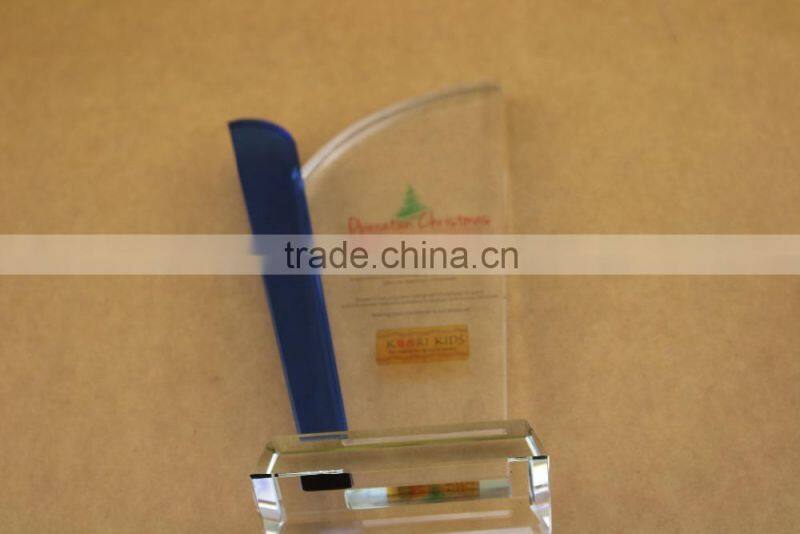 New fashion factory directly sale crystal blue trophy and award