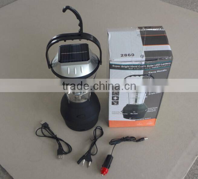 Solar Hand Crank Lantern Camping with USB Charger AC Charger and