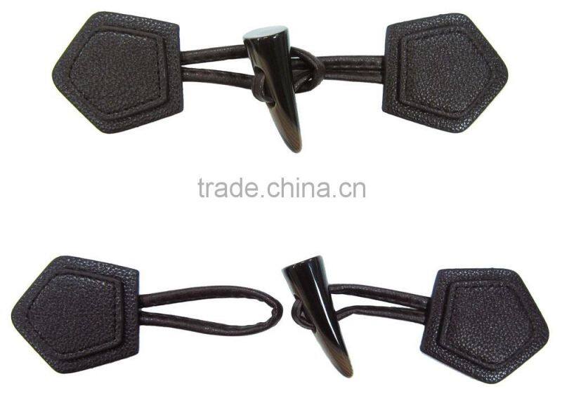 Choco Faux Leather Brown Plastic Stopper Coat Leather Toggle Buttons