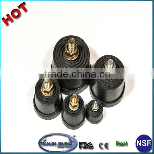 Compound Protective Cylindroid Extrusion Rubber Feet Block With Screw Steel Axis