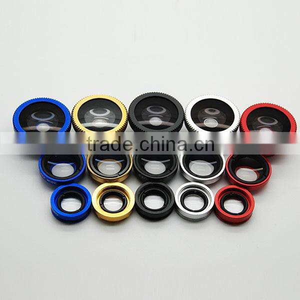 mobile phone fisheye wide-angle macro lens 3in1 lens kit camera photo lens with universal pipe clamp