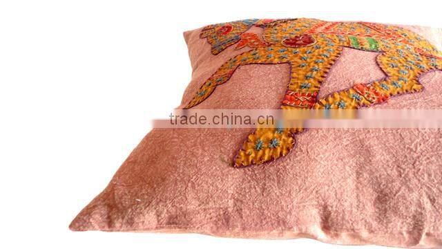 RTHCC-54 Indian Traditional Royal Horse Patchwork Art Kantha Cotton cushion covers New Year Christmas Home Decor Gift