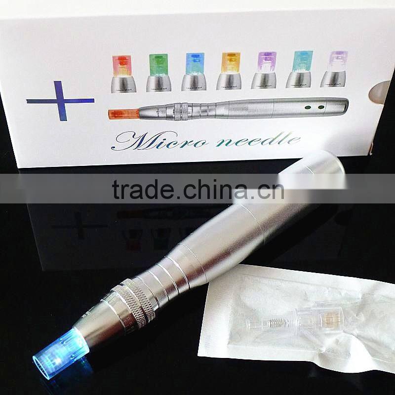 Huafu 2016! Led Nano Photon Lip/Eyelash/Facial RECHARGEABLE Microneedle Derma Pen