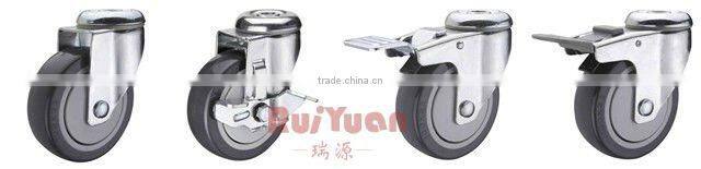 Stainless Steel Braked Bolt Hole Castor with PU Wheel