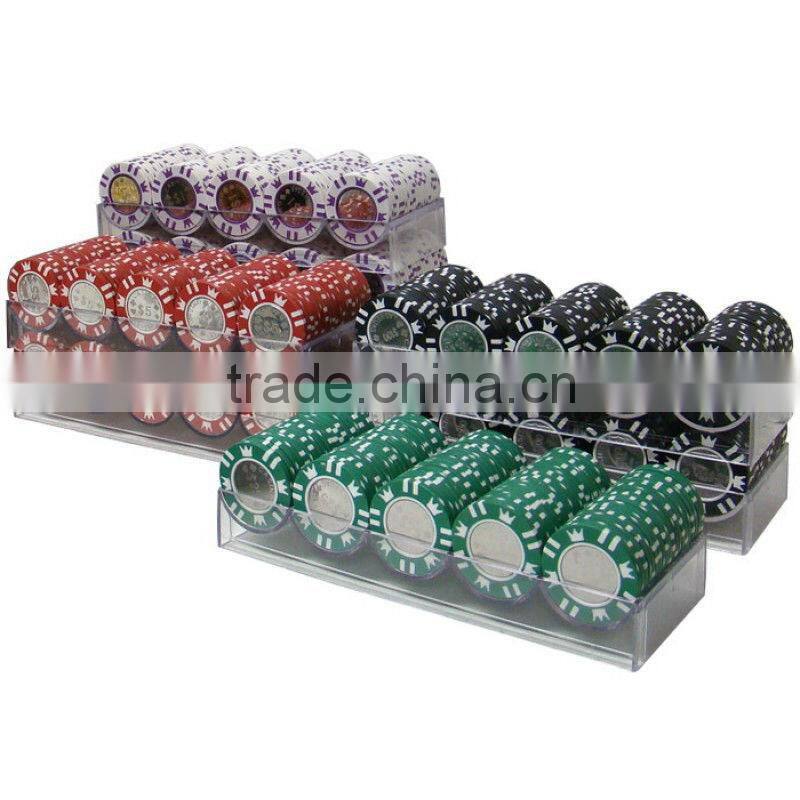 Coin Inlay Casino Poker Chip Set with Acrylic Case - 1000 Piece