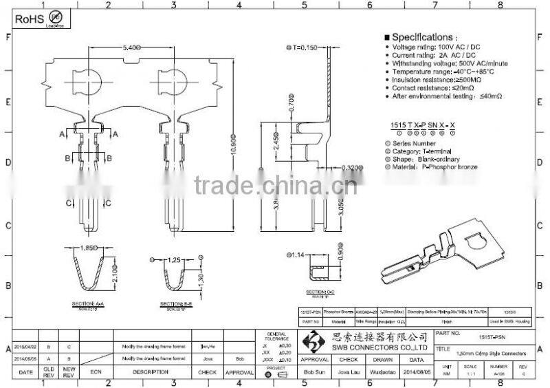 1.5MM Pitch wire to board electronic wire connectors