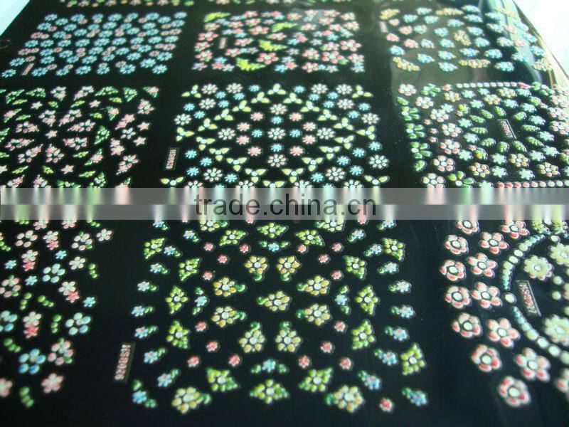 2014 new fashion diy tiny puffy all shapes 4color printing nail toe sticker