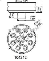 4'' Round LED Light,12 LEDS Stop/Turn/Tail