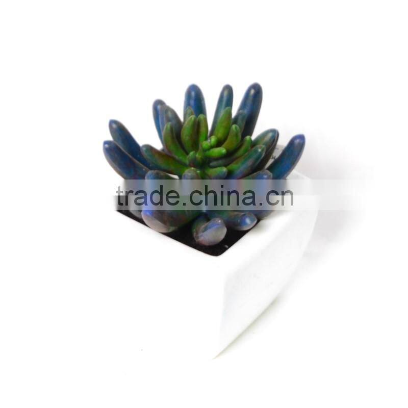 10cm Artificial Succulent in blue-green mixed color in ceramic pot