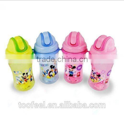 cute kids water bottles /420ml plastic strapping bottles