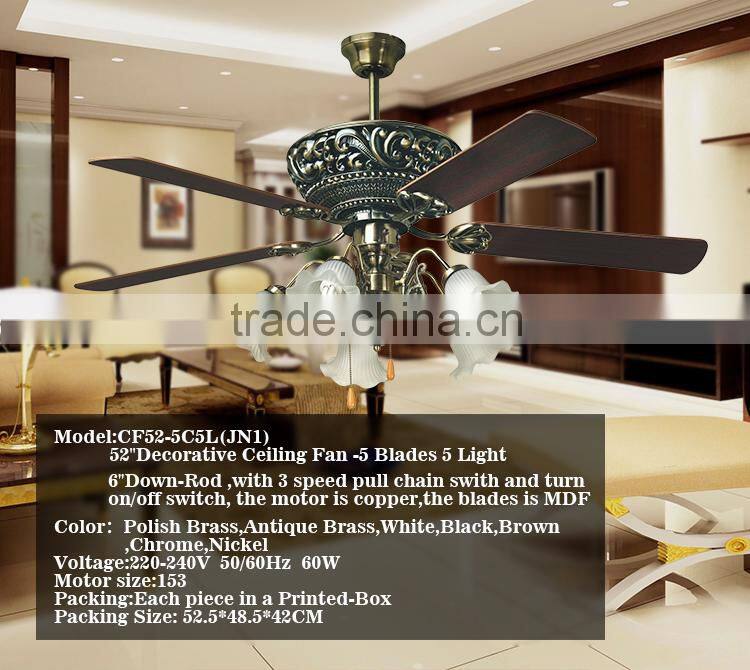 Europe Style Classic Power Saving Super Quality Ceiling Fan Lighting
