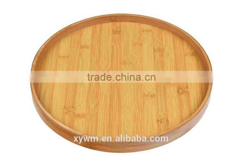 Family Custom Color Painting Round Bamboo Wooden Tray Charger Plate