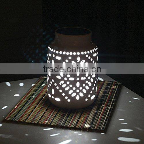 hanging led ceramic solar lantern light