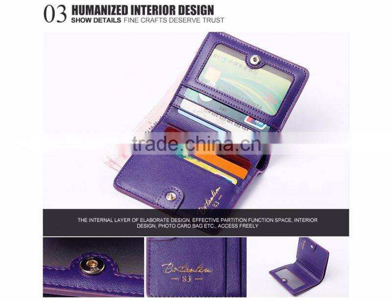 cowhide leather famous brand women wallet and hand purse good quality