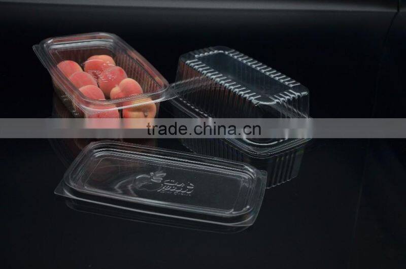 wholesale 450ml plastic transparent clamshell fruit packaging container