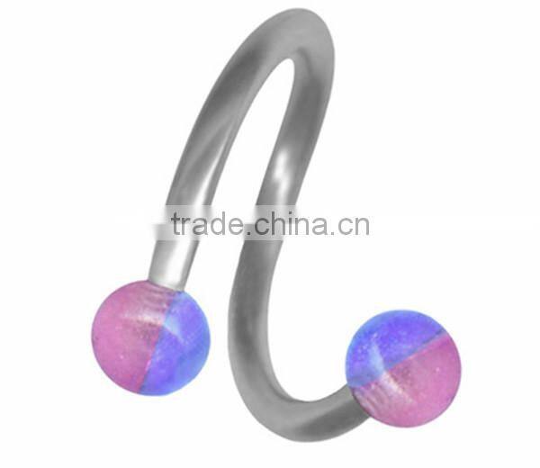 Titanium Black Gem Ear spiral Twister Piercing Body Jewelry