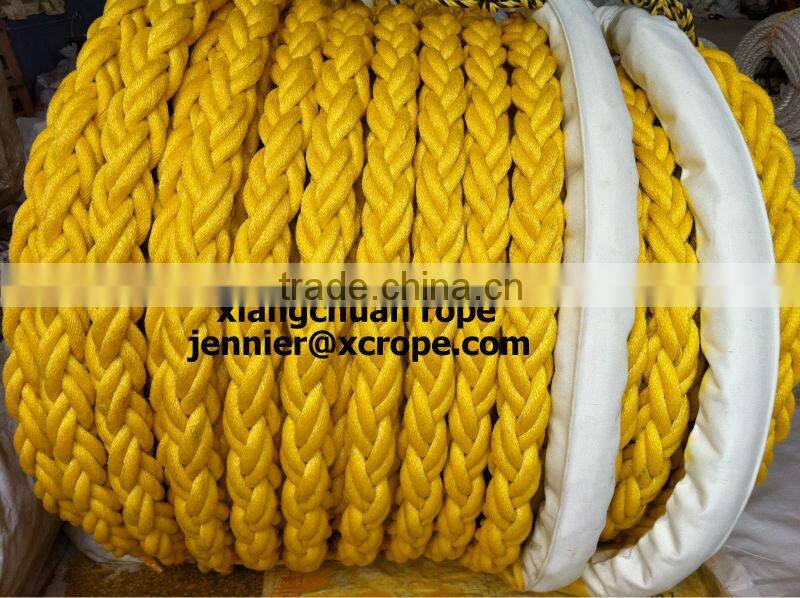 8 Strands PP mixed with Polyester rope Dia 80mm/yellow/mooring rope