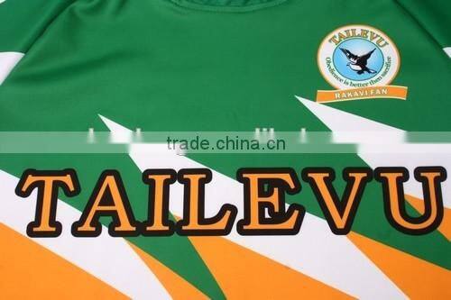 Green Color Sublimation Latest Rugby Jersey Uniform Shirts Design