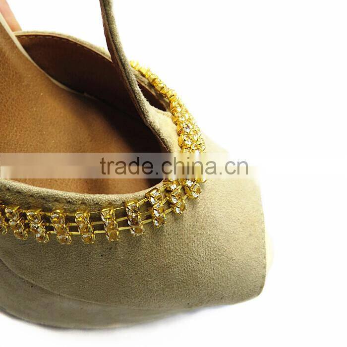 Gold Lady Shoes Metal Rhinestone Chain Accessories